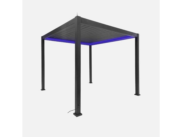 Bioklimatische motorisierte Pergola mit Lamellendach und LED-Beleuchtung anthrazit Triomphe 3x3m von sweeek