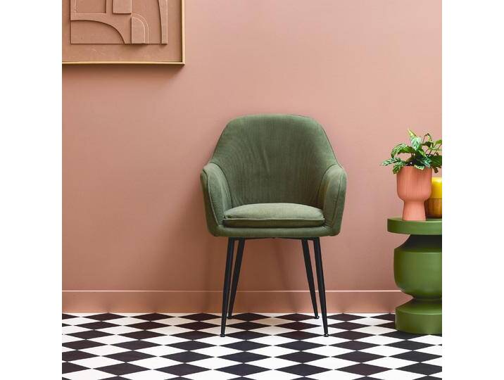 Cord-Sessel mit mattschwarzen Metallfüßen Khaki - sweeek von sweeek