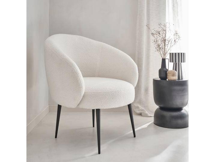 Design-Rundsessel mit Bouclé-Bezug Creme - sweeek von sweeek