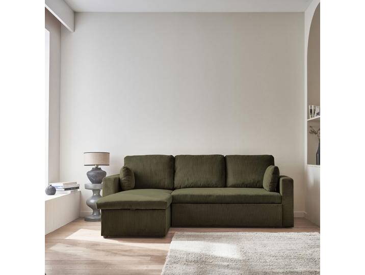 3-Sitzer Ecksofa mit Schlaffunktion Khaki - sweeek 3-Sitzer Ecksofa mit Schlaffunktion Khaki - sweeek von sweeek