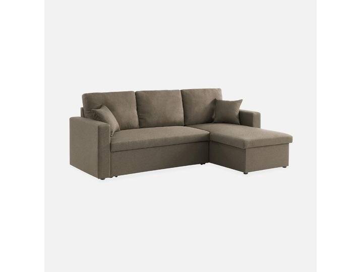 Ecksofa wendbar Stoffsofa Braun - IDA - 3-Sitzer, Eck-Fauteuil wendbar mit Staukasten, mit Schlaffunktion von sweeek