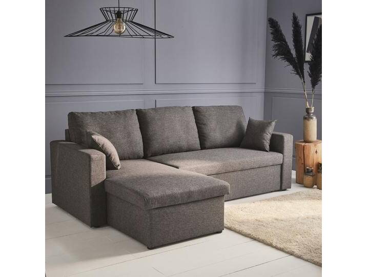 3-Sitzer Ecksofa mit Schlaffunktion Grau - sweeek 3-Sitzer Ecksofa mit Schlaffunktion Grau - sweeek von sweeek