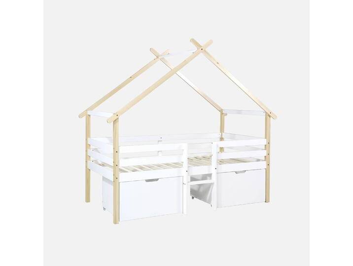 Kinderbett 90 x 190 cm Kiefernholz inklusive Lattenrost und 2 Schubladen Weiß - sweeek von sweeek