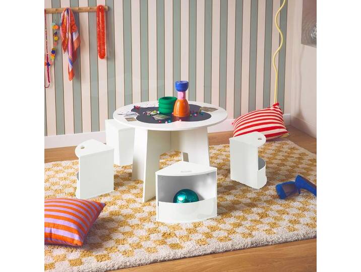 Kindertisch mit Tafel und 4 Hocker Weiß - sweeek von sweeek