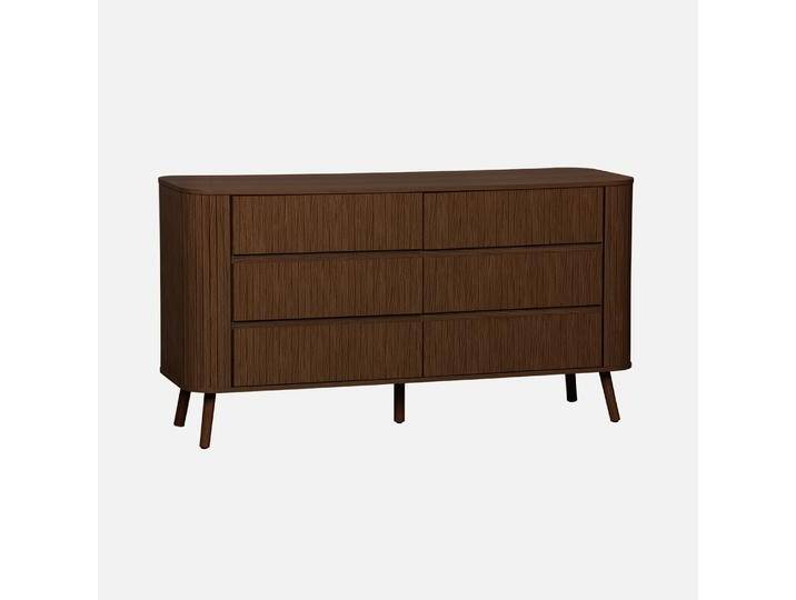 Kommode mit 6 Schubladen, geriffelter Holzlook Nussbaumfarben - sweeek von sweeek