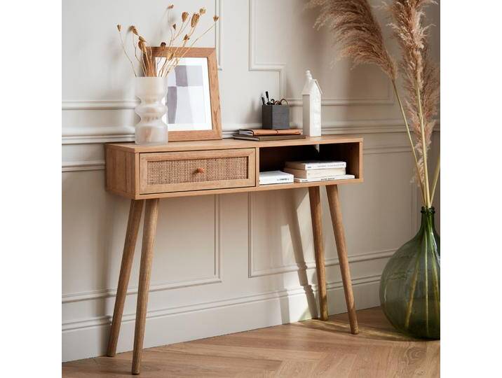 Konsolentisch mit Rattangeflecht 100x29x81cm Natur - sweeek Konsolentisch mit Rattangeflecht 100x29x81cm Natur - sweeek von sweeek