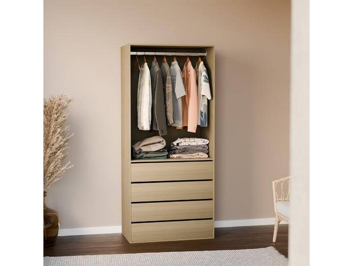 Modul mit 4 Schubladen und Kleiderschrank Natur - sweeek von sweeek