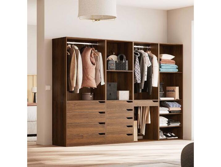 Modulares Ankleide-Set mit 4 Elementen Nussbaumfarben - sweeek von sweeek