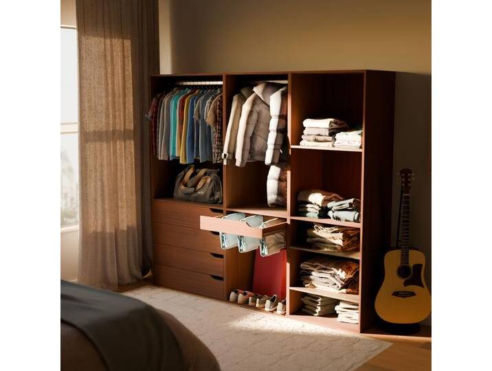 Modulares Kleiderschrank-Set mit 3 Elementen Nussbaumfarben - sweeek von sweeek