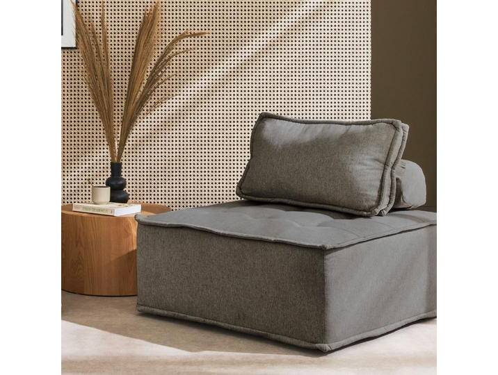 Modulierbarer Sessel ohne Armlehne, kapitoniert und mit Paspeln Grau - sweeek Modulierbarer Sessel ohne Armlehne, kapitoniert und mit Paspeln Grau - sweeek von sweeek