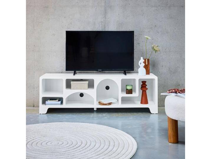 Organisches TV-Möbel mit Holzeffekt weiß 160cm Weiß - sweeek Organisches TV-Möbel mit Holzeffekt weiß 160cm Weiß - sweeek von sweeek