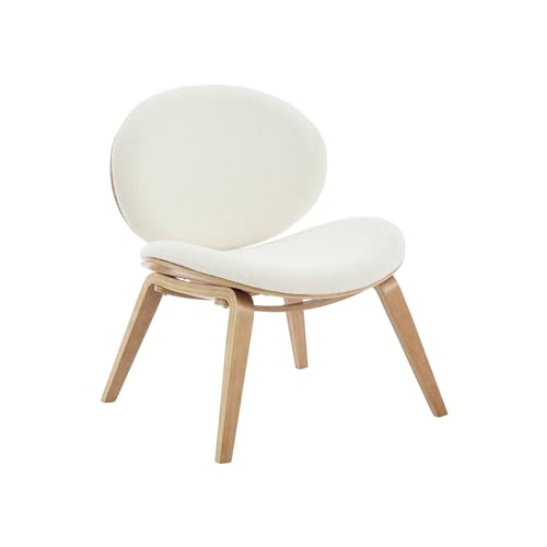 Relaxsessel mit gebogenem Holz, Eichenlook-Furnier und strukturiertem Bouclé-Bezug - Ines von sweeek