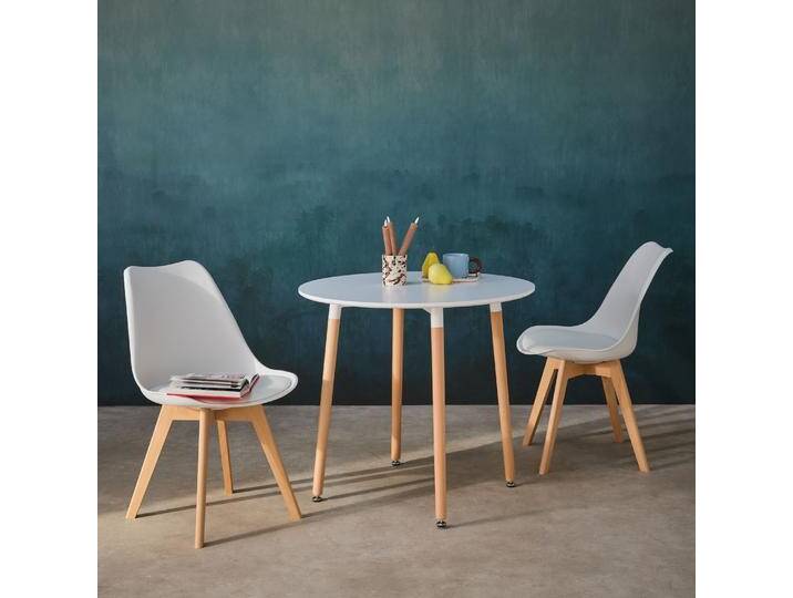 Runder Tisch skandinavisch Holz 2 Stühle Weiß - sweeek Runder Tisch skandinavisch Holz 2 Stühle Weiß - sweeek von sweeek