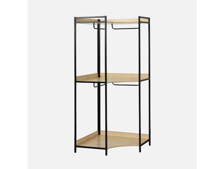 Schwarzes Eckkleiderschrank-Modul mit 4 Kleiderstangen und 2 Regalen, B 80 x T 80 x H 190 cm - Clever Schwarzes Eckkleiderschrank-Modul mit 4 Kleiderstangen und 2 Regalen, B 80 x T 80 x H 190 cm - Clever von sweeek