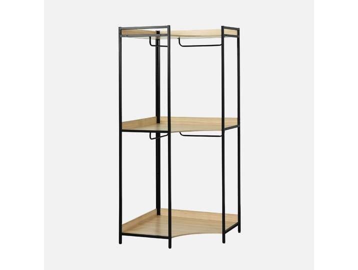 Schwarzes Eckkleiderschrank-Modul mit 4 Kleiderstangen und 2 Regalen, B 80 x T 80 x H 190 cm - Clever von sweeek