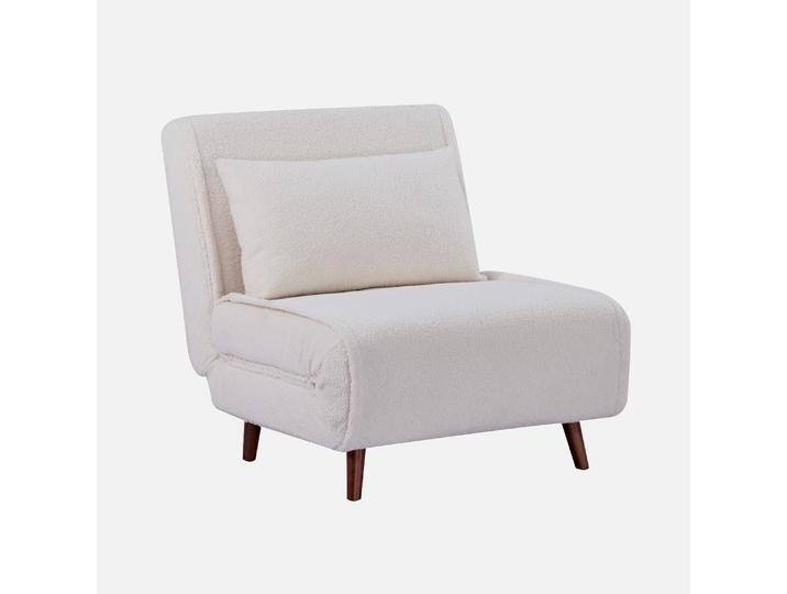 Sessel mit Bouclé-Bezug und Schlaffunktion 1 Person Creme - sweeek von sweeek