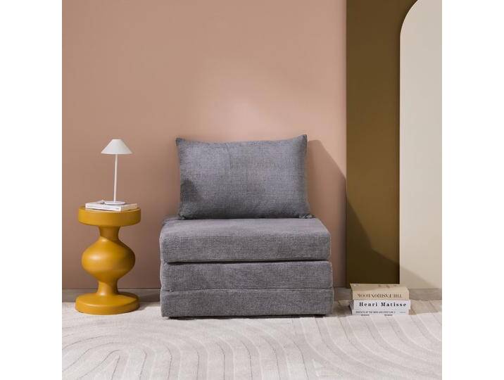 Sessel mit Schlaffunktion für 1 Person und Chenille-Bezug Grau - sweeek Sessel mit Schlaffunktion für 1 Person und Chenille-Bezug Grau - sweeek von sweeek