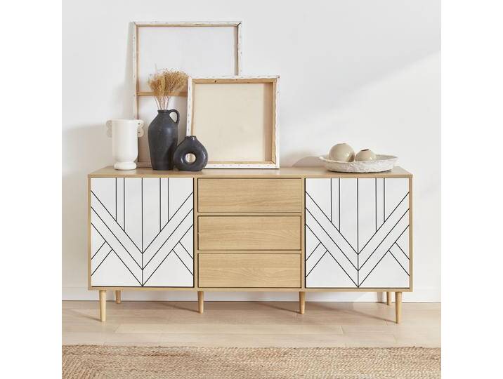 Sideboard in Holzoptik mit 2 Türen 160 cm Weiß - sweeek von sweeek