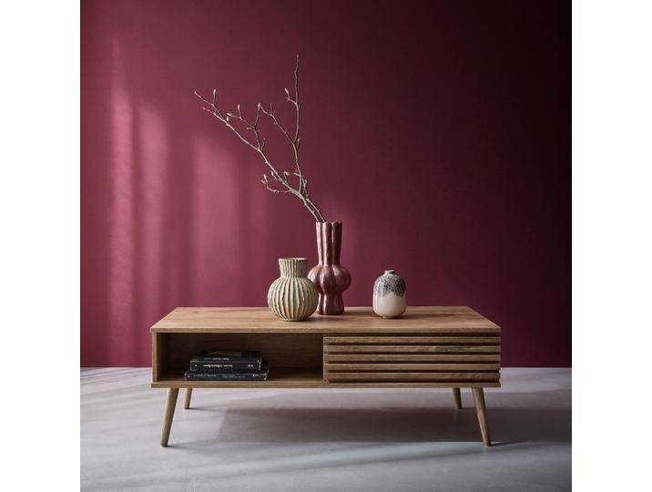 Skandinavischer Couchtisch Schiebetüren geriffeltes Holzdekor Natur - sweeek Skandinavischer Couchtisch Schiebetüren geriffeltes Holzdekor Natur - sweeek von sweeek