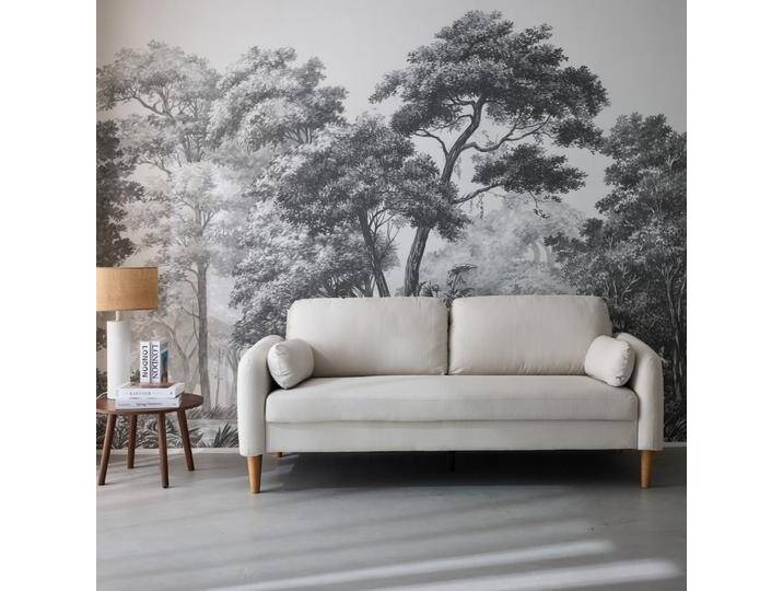 3-Sitzer-Sofa skandinavisch abgerundete Formen, Stoffbezug und Holzfüße Weiß - sweeek 3-Sitzer-Sofa skandinavisch abgerundete Formen, Stoffbezug und Holzfüße Weiß - sweeek von sweeek