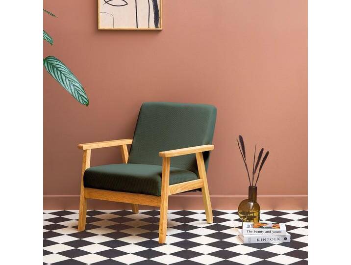 Skandinavischer Sessel aus Holz und Cord Khaki - sweeek von sweeek