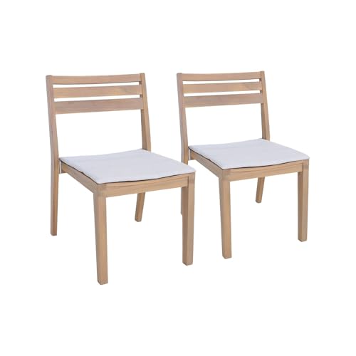 sweeek - 2er-Set Gartenstühle aus Akazienholz mit Kissen, 52 x 55 x 81 cm - Merina von sweeek