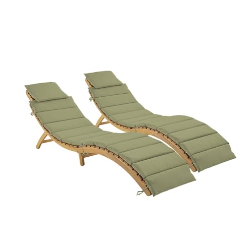 sweeek - 2er Set Liegestühle aus Akzazienholz Laure mit Polyesterkissen, 184 x 55 x 63,5 cm sweeek - 2er Set Liegestühle aus Akzazienholz Laure mit Polyesterkissen, 184 x 55 x 63,5 cm von sweeek