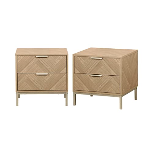 sweeek 2er-Set Nachttische, Budapest, Zwei Schubladen L 45 x B 40 x H 45 cm von sweeek