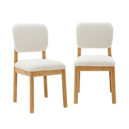 sweeek 2er Set skandinavische Stühle, Gestell aus Hevea-Holz, Teddy Bouclé-Bezug von sweeek