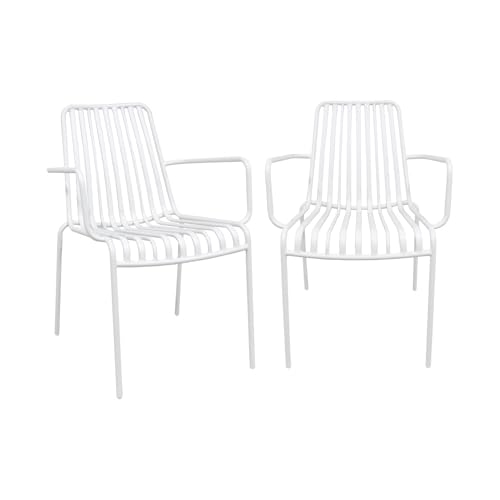 sweeek - 2er-Set stapelbare Gartenstühle aus Stahl, B 59 x T 53,5 x H 78 cm - Florida von sweeek