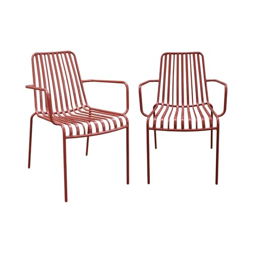sweeek - 2er-Set stapelbare Gartenstühle aus Stahl, B 59 x T 53,5 x H 78 cm - Florida von sweeek