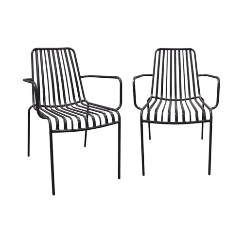 sweeek - 2er-Set stapelbare Gartenstühle aus Stahl, B 59 x T 53,5 x H 78 cm - Florida von sweeek