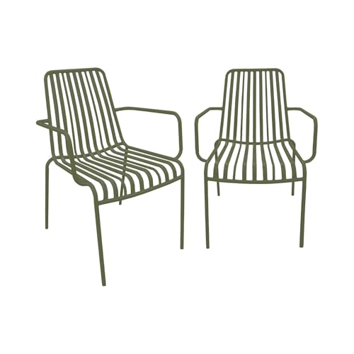 sweeek - 2er-Set stapelbare Gartenstühle aus Stahl, B 59 x T 53,5 x H 78 cm - Florida von sweeek