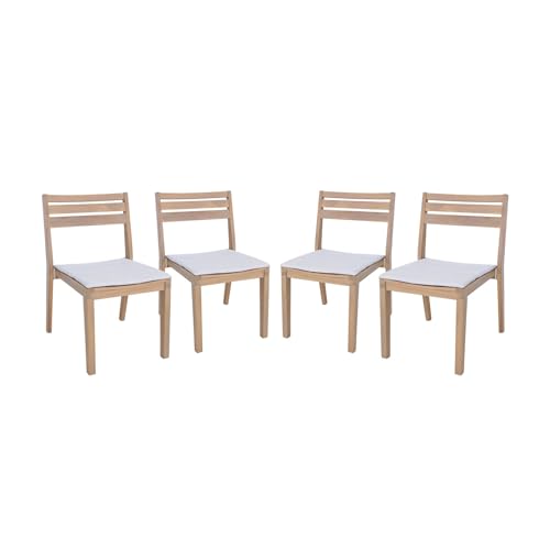 sweeek - 4er-Set Gartenstühle aus Akazienholz mit Kissen, 52 x 55 x 81 cm - Merina von sweeek