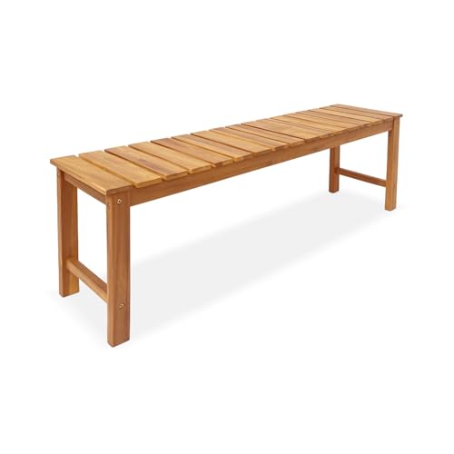 sweeek - Bank 2-3 Sitzer aus-Akazienholz aus Vietnam, helles Holz, innen/außen, 140 cm - Cartama von sweeek