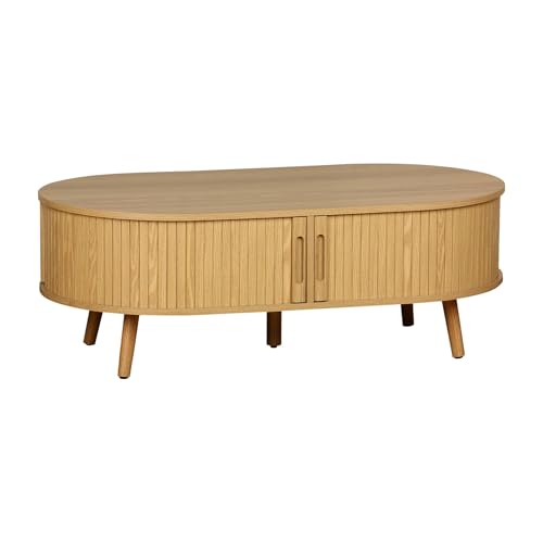 sweeek - Couchtisch mit 2 Schiebetüren und 3 Fächern Holzlook, L 110 x P 59 x H 39cm - Legacy sweeek - Couchtisch mit 2 Schiebetüren und 3 Fächern Holzlook, L 110 x P 59 x H 39cm - Legacy von sweeek