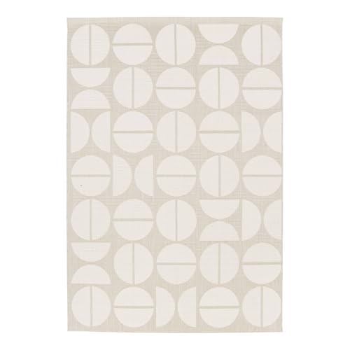 sweeek - In-/Outdoor-Teppich mit geometrischen Mustern in Creme und beige - Megan von sweeek