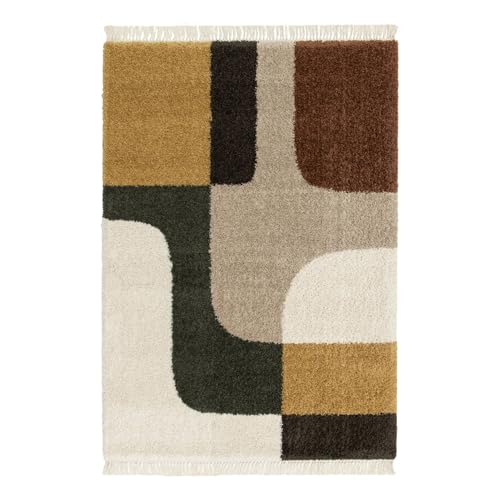 sweeek - Mehrfarbiger Shaggy Teppich mit geometrischem Muster und Fransen - Will sweeek - Mehrfarbiger Shaggy Teppich mit geometrischem Muster und Fransen - Will von sweeek