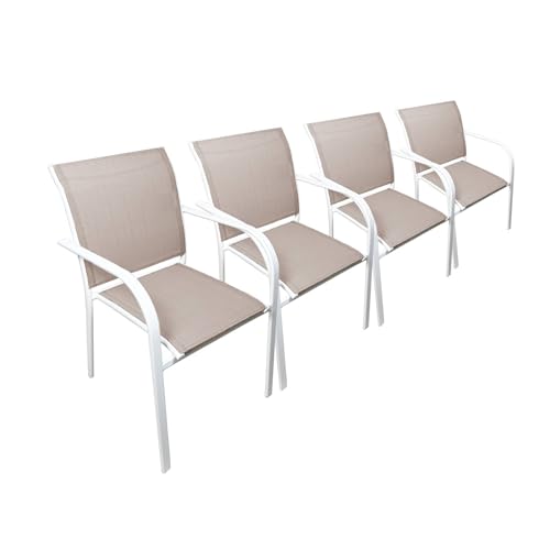 sweeek - Satz von 4 Amara Gartenstühlen aus Aluminium und Textilene, 62 x 55 x 84 cm von sweeek