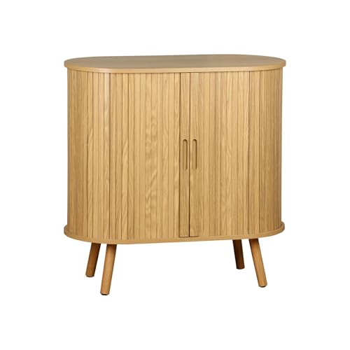 sweeek - Sideboard mit 2 Schiebetüren und Regal, gerillter Holzoptik, B 80 x T 40 x H 80cm von sweeek