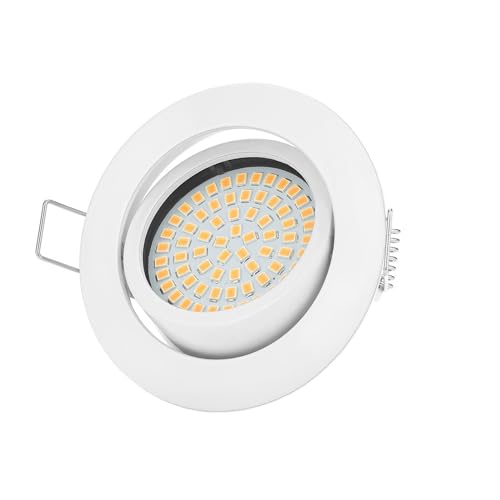 Sweet Led - Rostfrei metal - FLACH – Einbauleuchten Schwenkbar - 3,5W 350Lumen – 230V - Led Einbauspot Deckeneinbaustrahler - Einbauleuchte Deckenspot Einbaustrahler (weiß rahmen - kaltweiß) von Sweet Led