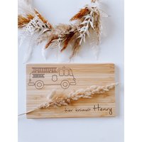 Personalisiertes Frühstücksbrettchen | Kinder Geschenk Holzbrett Mit Gravur Frühstücksbrett Traktor Einhorn Feuerwehr Bagger von sweetSideUP