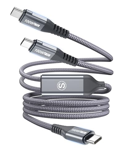 100W Multi USB C Kabel [1 Stück 1.3M] 2-in-1 USB C auf USB C Schnellladekabel 5A PD USB Typ C Ladegerät Nylon Ladekabel für i Phone16 15,Samsung S25 S24 S23 zu S8,Laptop,Tablet,Huawei,Switch,MacBook von sweguard