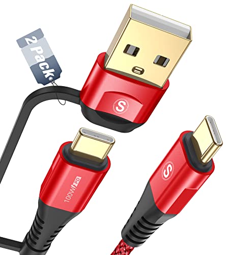 100W USB C Multi USB Kabel [2 Stück 3M], 2 in 1 5A PD QC Super Schnellladekabel Multi USB A/USB C auf USB C Kabel Nylon Ladekabel für iPhone15 16 Laptop Tablet Samsung S25 S24 S23 zu S8 Huawei Switch von sweguard
