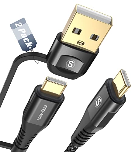 100W USB C Multi USB Kabel [2 Stück 3M], 2 in 1 5A PD QC Super Schnellladekabel Multi USB A/USB C auf USB C Kabel Nylon Universal Ladekabel für iPhone15 Laptop Tablet Galaxy S24 S23 S22 Huawei Switch von sweguard