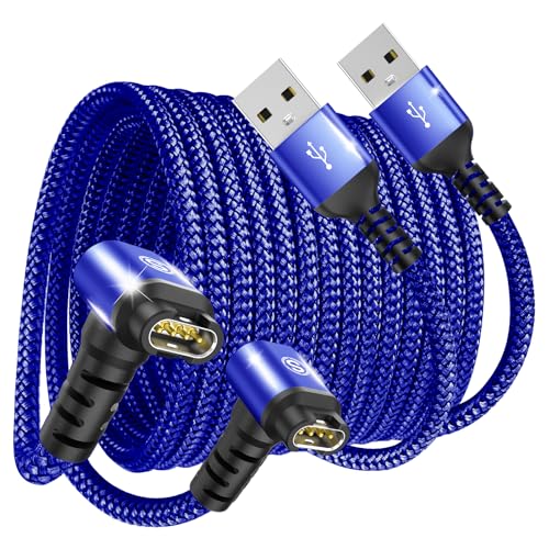 Garmin Uhren-Ladekabel, rechtwinklig, kompatibel mit Garmin Fenix 5 5S 5X 6 6S 6X Plus Pro 7 7S 7X 8, Forerunner 945 45 45S 245 Music, Approach S10 S40 S60 G12 S42, Vívoactive 3 4 4, 2 Stück S-Blau von sweguard