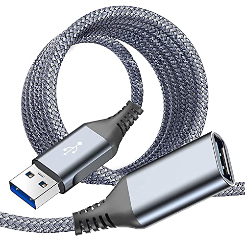 USB 3.0 Verlängerung Kabel 2M, USB Verlängerungskabel USB A Stecker auf A Buchse Nylon USB Kabel Verlängerung 5Gbps Superschnelle für Kartenlesegerät,Tastatur, Drucker, Scanner, Kamera, Hubs-Grau von sweguard