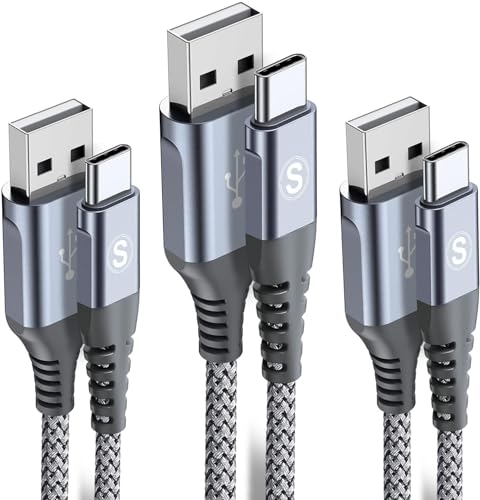 sweguard USB C Kabel 3.1A [3Stück 3m+2m+1m] Schnellladung, Ladekabel USB C Nylon Type C Kabel für Samsung Galaxy S23 S22 S21 S20 Plus/Ultra/FE,Note 20/10,A71 A52 A51,i Phone 15 pro max,HUAWEI P60/P50 von sweguard