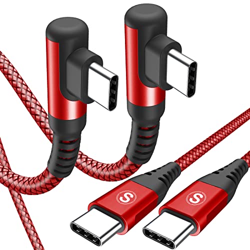 USB C auf USB C Kabel 3.0A 60W [2Stück 3M] PD Schnellladen USB Typ C Winkel Nylon Geflochtenes Ladekabel für Samsung Galaxy S22 S21 S20 Ultra Plus Note 20 10, iPad Pro MacBook Pixel Typ C Ladegerät von sweguard