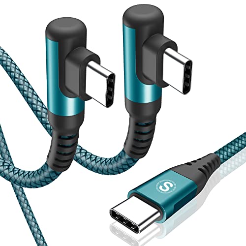 USB C auf USB C Kabel 60W 3.0A [2Stück 1M] PD Schnellladen USB Typ C Winkel Nylon Geflochtenes Ladekabel für Samsung Galaxy S22 S21 S20 Note, iPad Pro/Air 5 4th/Mini 6 MacBook, Pixel Typ C Ladegerät von sweguard